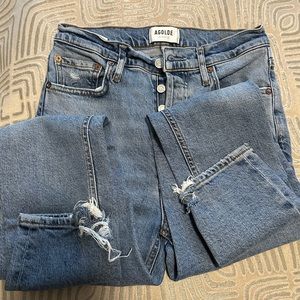Agolde button fly skinny ankle straight Jean